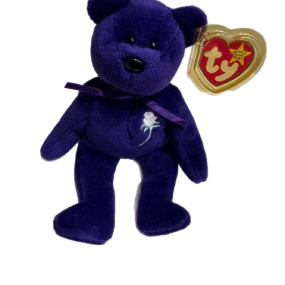 Ty Beanie Baby Purple Bear- Princess Diana